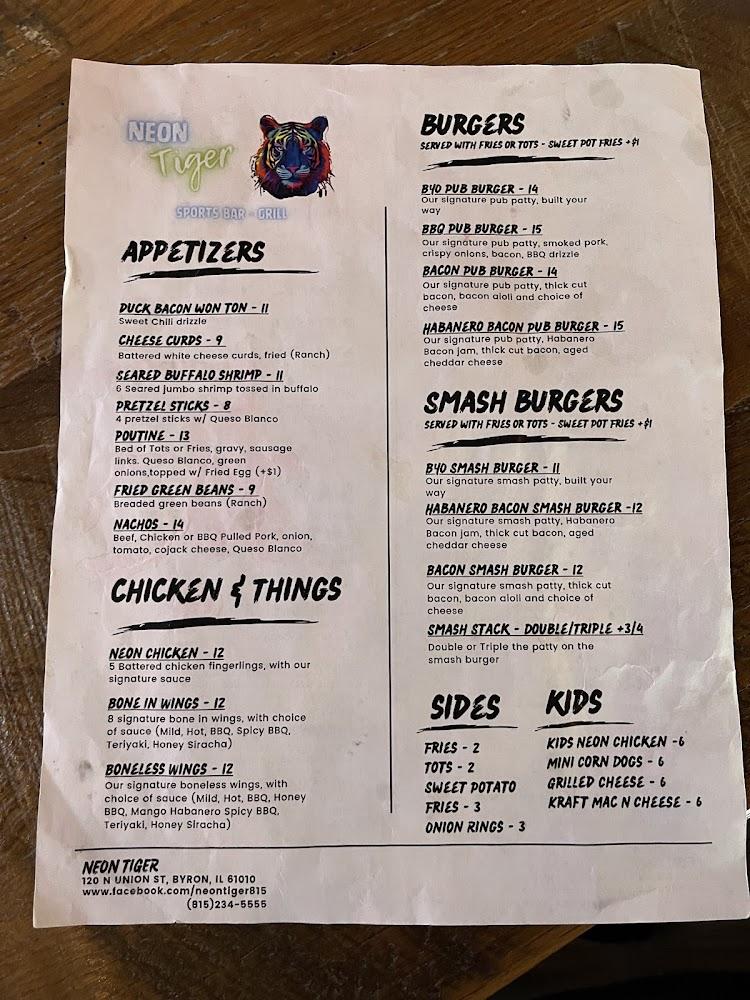Neon Tiger Menu image 3